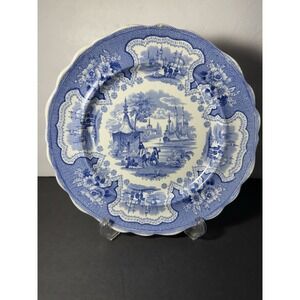 Antique Adams Palestine Blue Transferware Platter Staffordshire c1840